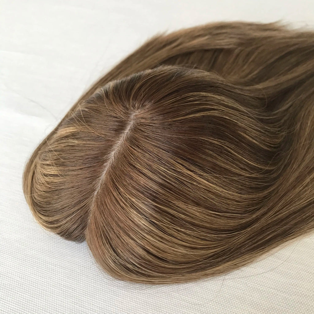 Kosher Certifications Factory Discounted Natrual Color European Raw Human Hair with Silk Jewish Topper Kippa Fall