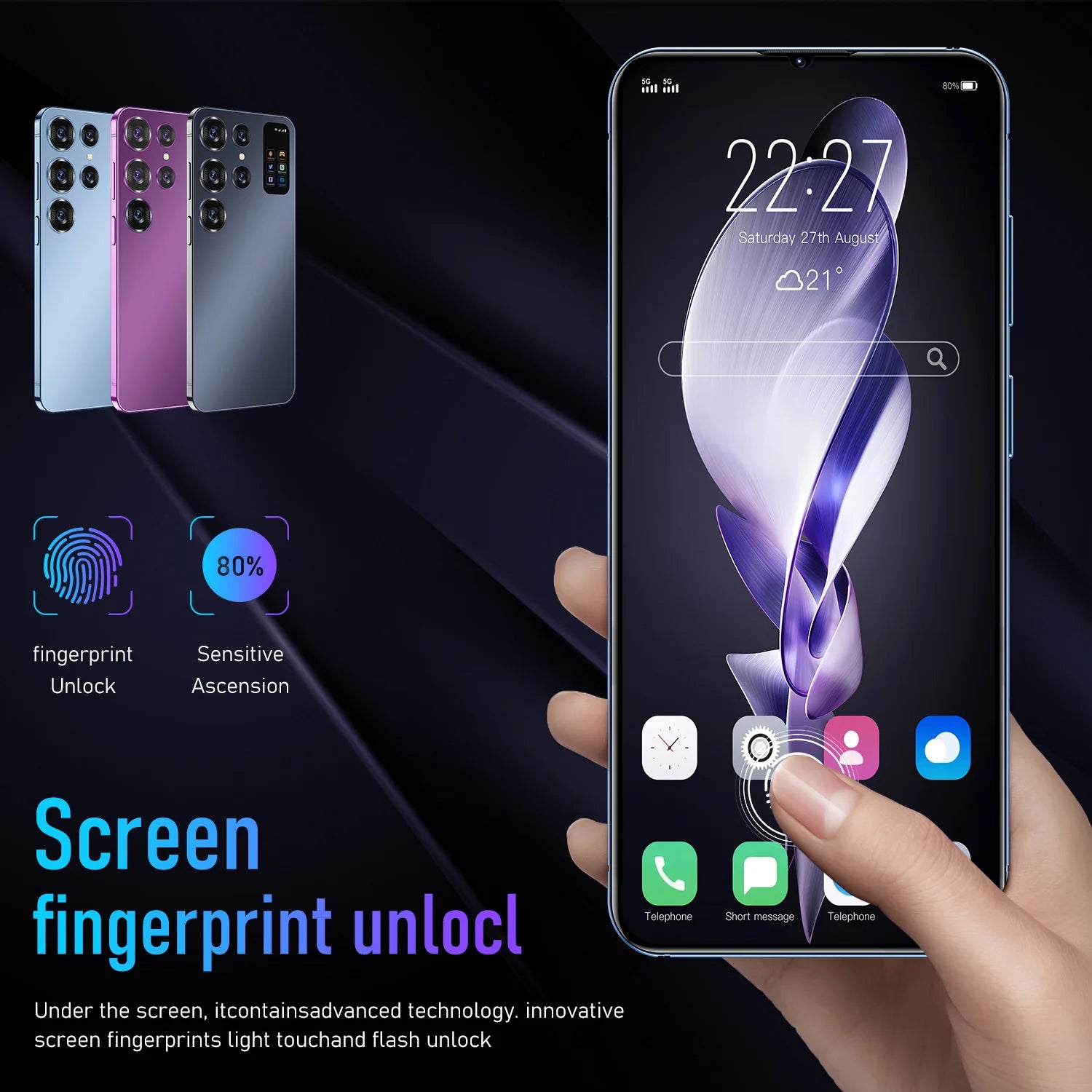 2024 New Ultra-high Speed S24 Ultra 16GB+1TB 5G Smart Phone 7.2-inch 48MP+108MP 8+2 Android 13 Smart Game Phone