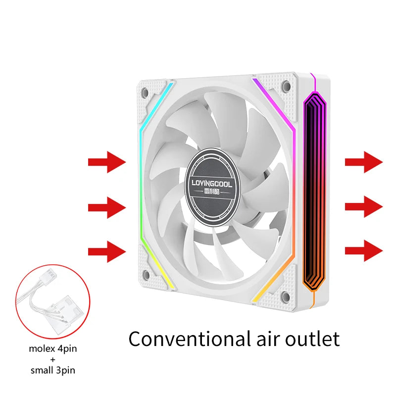 Lovingcool Newest Design Colorful LED Computer Case Fan PWM 120mm Ventiladores PC ARGB Fan 5V 3PIN 4PIN Plastic RGB 40000 Hrs
