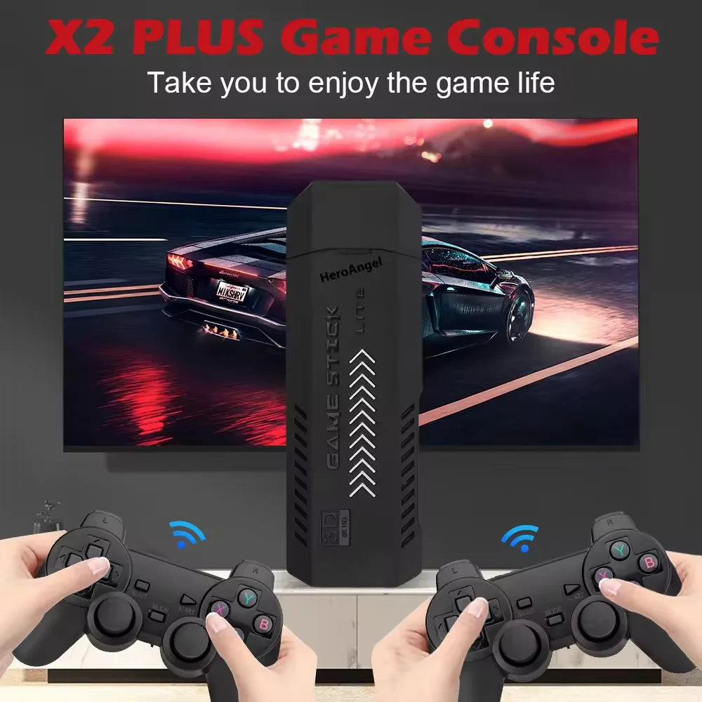 2025 Best Selling Low Price X2 Plus 4K HD TV Game Box Game Stick Video Band 2.4G Wireless Controller 40000 Games