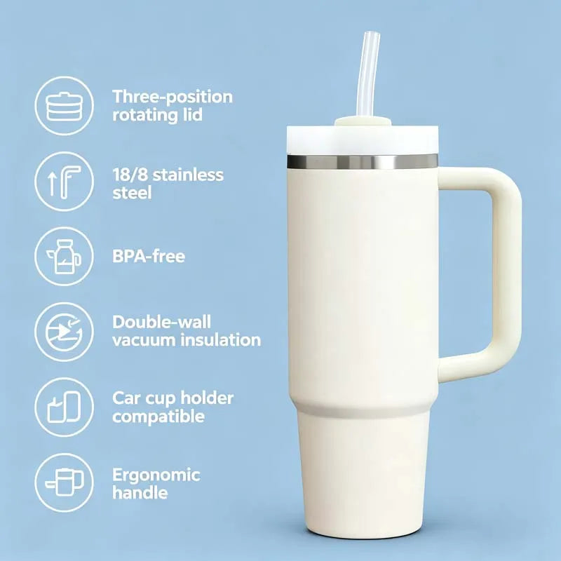 US in Stock Rainbow Plated 40oz insulated Steel Tumbler with Leak-Proof Lid for Secure Carry Anywhere