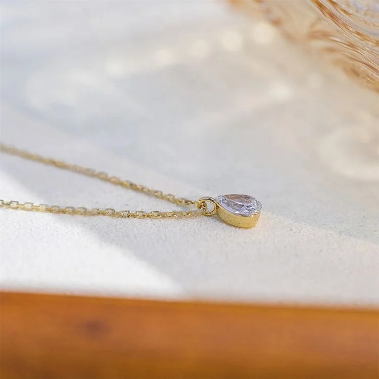 RUYI 18K Real Gold Luxury Women Jewelry 1CT IGI Diamond Pear Pendant Fine Jewelry Drop Diamond Necklace Women
