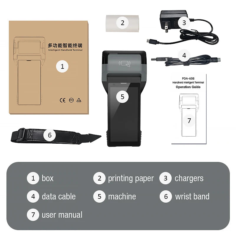 Newly Hot Selling 4GB RAM 128GB ROM Mobile Android 12.0 Handheld Data Collector POS Printer PDA Terminal for Electricity Bill