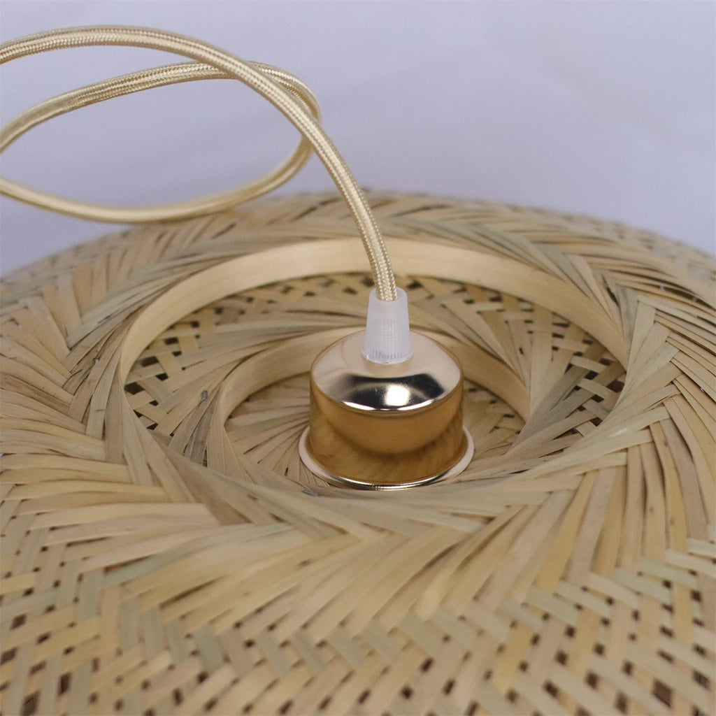Joyinled Bamboo Pendant Light Fixture Rattan Rustic Basket Handmade Woven Pendant Lighting for Kitchen Island Farmhouse