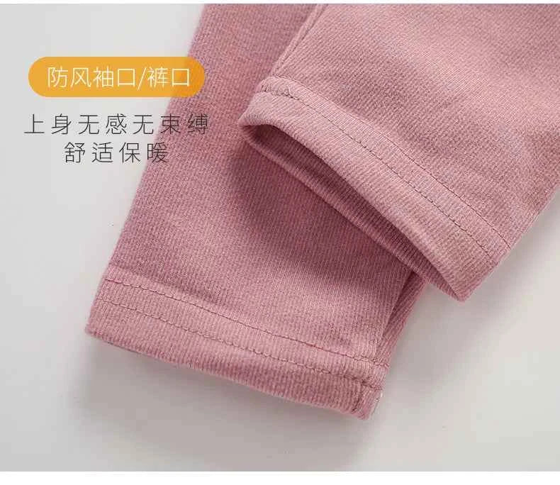 Autumn Winter Thermal Underwear Suit Girls Clothing Sets Boys Pajama Sets Baby No Trace Warm Sleepwear Candy Colors Kids Clothes