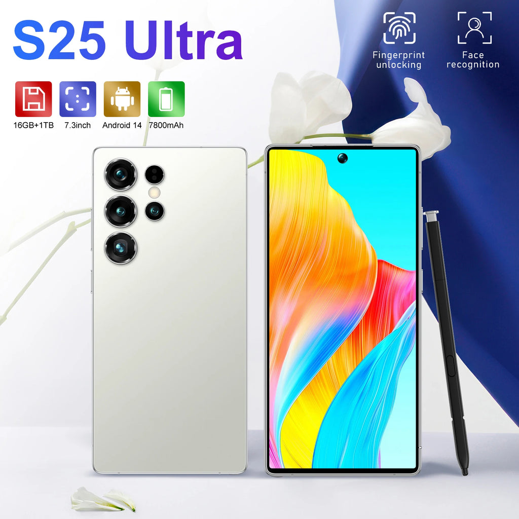Original Condition S25 ULTRA 5G Cellular Phone 108MP Rear Camera 7.3 Inch Screen 7800mAh Battery Smart Cell Phone Unlocked