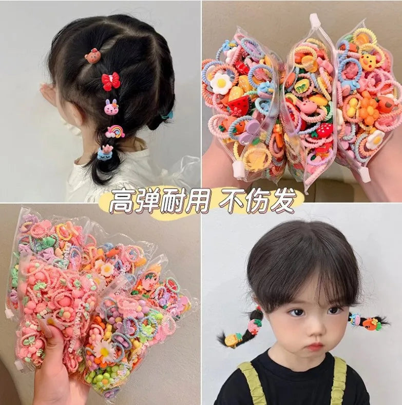 New 2024 Children Cute Candy Color Small Mini Thumb Hair Ties Set Lovely Rubber Hair Bands Girls Hair Accessories for Kids