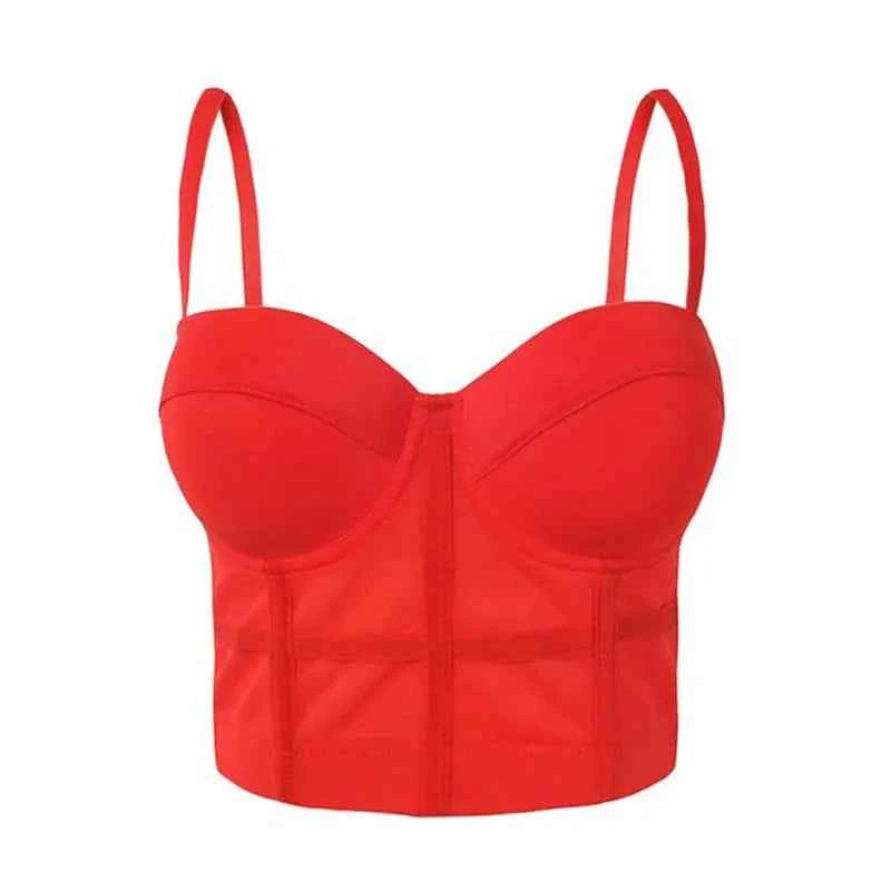 Sexy Black Transparent Bra Mesh Push Up Bralet Women's Tube Top Corset Bustier Bra Club Party Crop Top Lingerie Plus Size