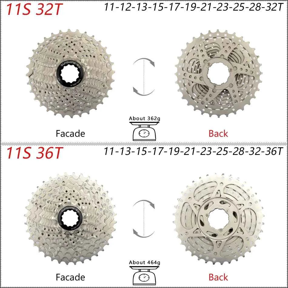 SUNSHINE Bicycle Cassette 8/9/10/11/12Speed Freewheel HG Structure Sprocket 32/36T/40T/42T/46T/50T/52T Flywheel For SHIMANO/SRAM