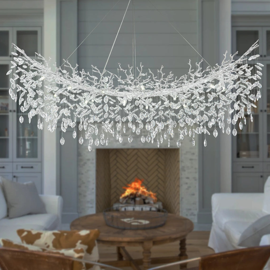 Modern Chandeliers for Dining Room Black Round Tree Branch Crystal Chandelier Adjustable Antique Vintage for Living Room Light