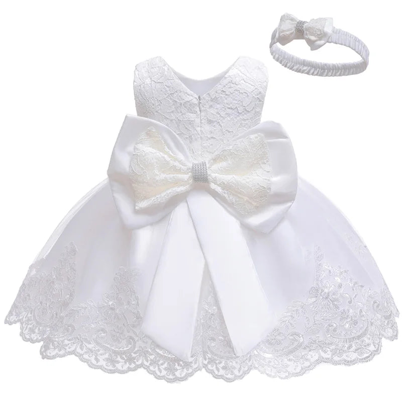 Newborn Baby Girls White Princess Christmas Dress Kids Dresses For Girls Baptism 1st Birthday Wedding Bridesmaid Infant Vestidos