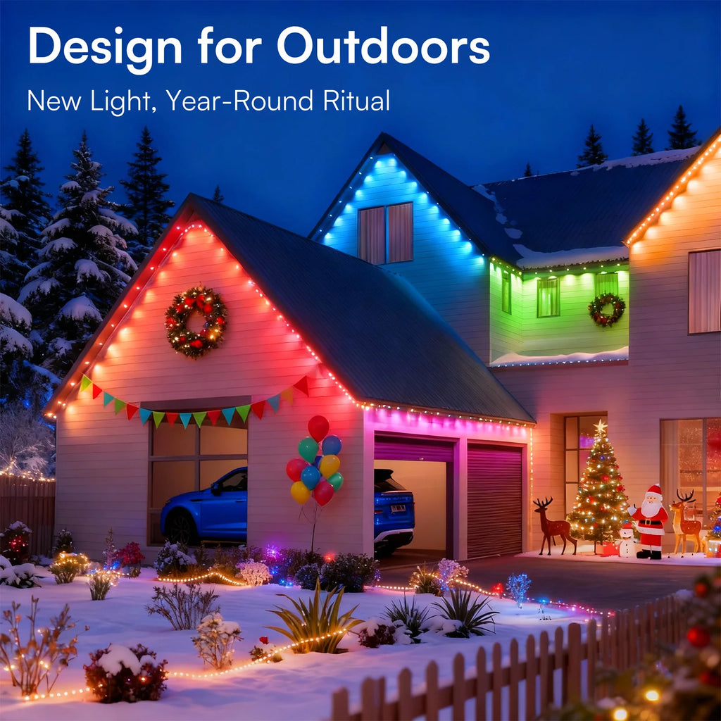 LED Eaves Lights Outdoor Waterproof Ultrasonic Fence Lights for Garden Patio Yard Decoration
