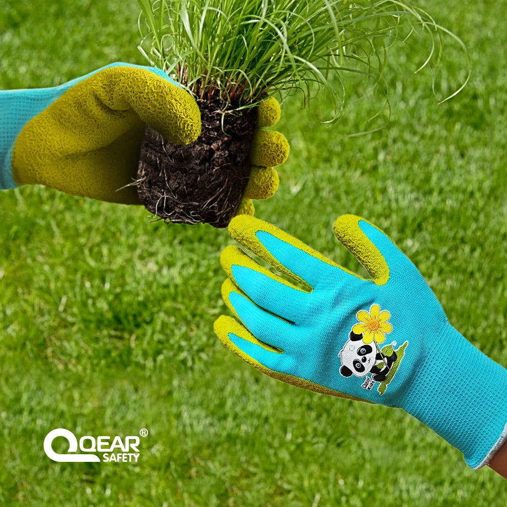 Kids/Toddler /Junior Garden Safety Rubber Coated Gloves, DIY, Age from Year 3 to Year 12, Palm Natural Latex Coated