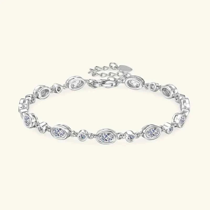 Free Shipping Fashion Elegant Personalized 925 Silver Round 2mm&3x5mm Moissanite Bracelet Tennis Pave Bracelet for Women Gift