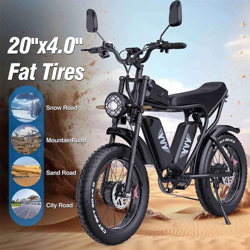 US Free Shipping Yvy Ridstar Q20pro 52V 40AH Dual Motor Electric Bicycle Electric Mountain Dirt Bikes Fat Tire EBike for Adults