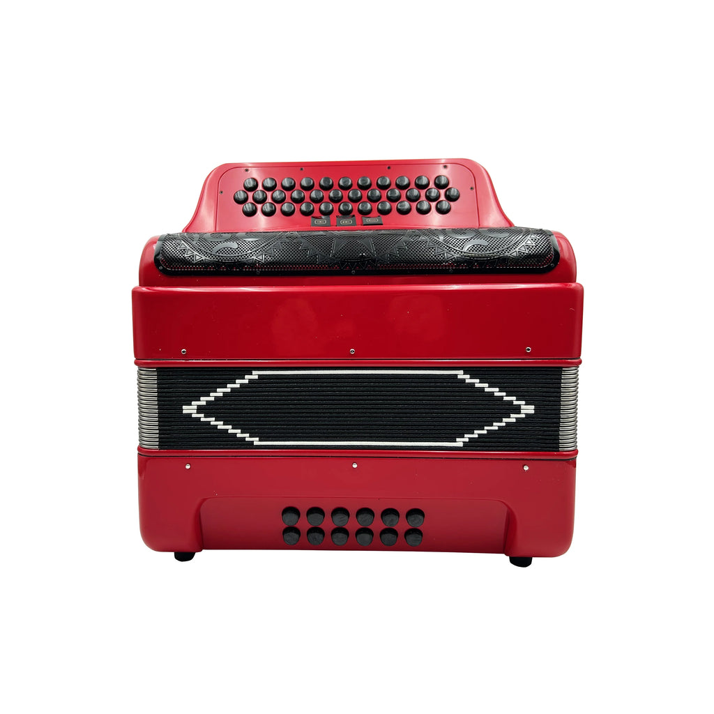 SEASOUND Professional 34-Button 12-Bass 3-Register Accordion with Red Body and Black Grill Black Buttons Acordeon JB3412C