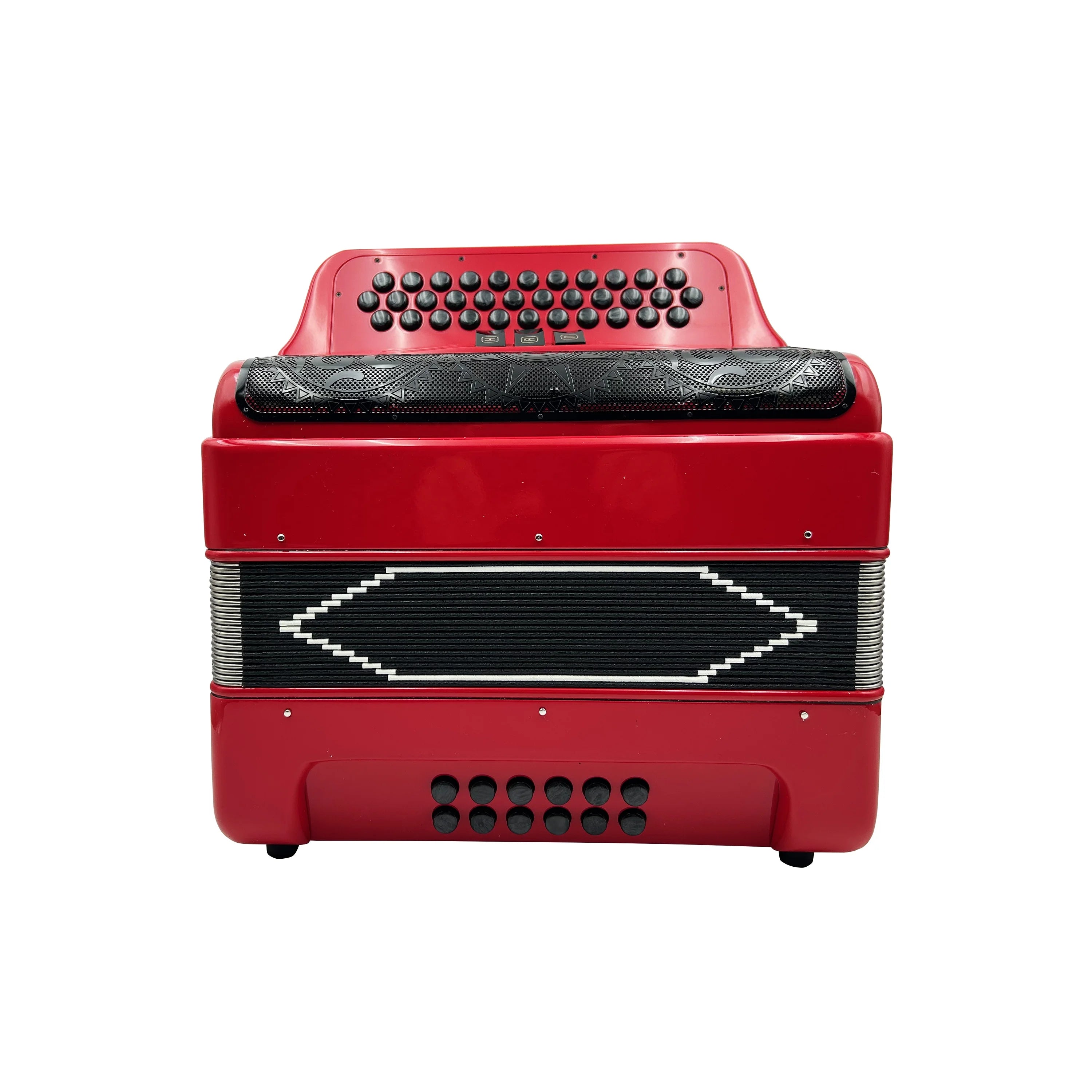 SEASOUND Professional 34-Button 12-Bass 3-Register Accordion with Red Body and Black Grill Black Buttons Acordeon JB3412C