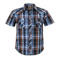 Men's Western Pearl Snap Button up Casual Cowboy Short Sleeve Two Pockets Work Plaid Shirts