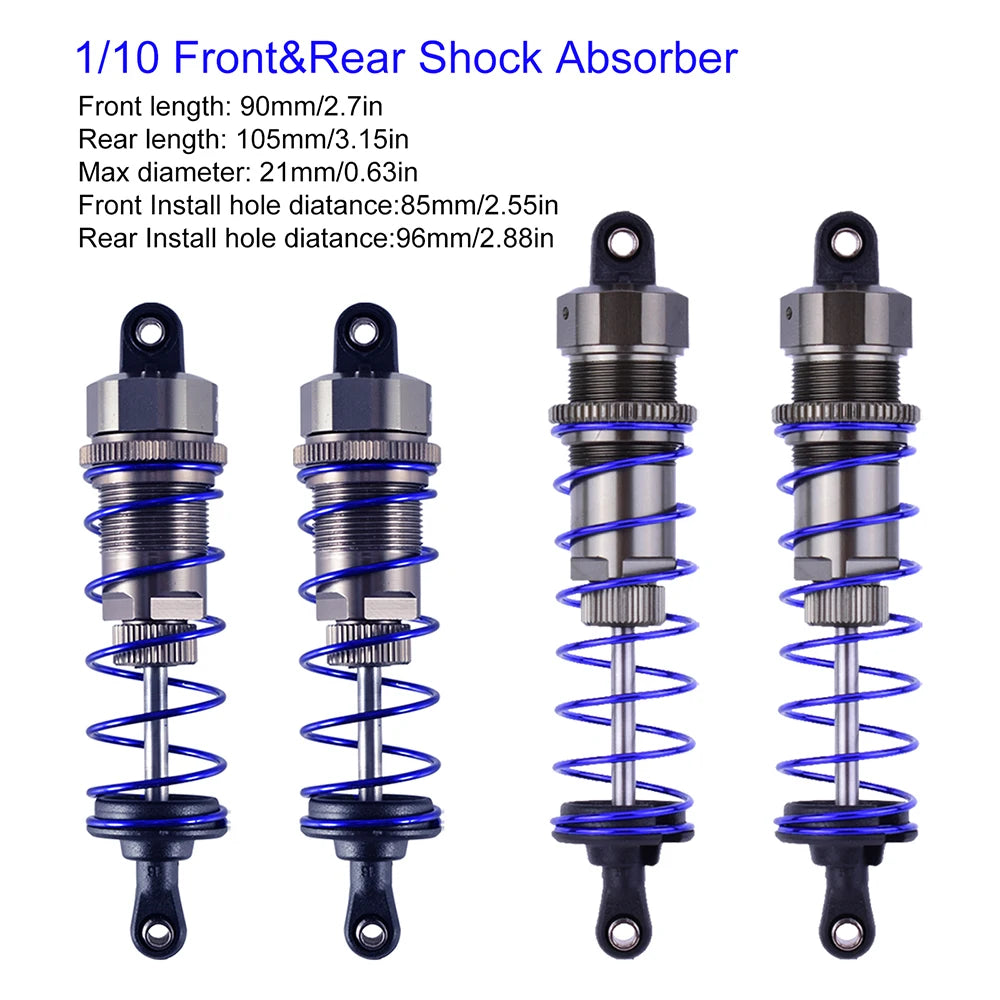 ZD Racing 4Pcs 105mm Front Raer Shock Absorber Damper Suspension for 1/10 RC HSP Redcat HPI Hobao Buggy RC Cars Trucks Parts