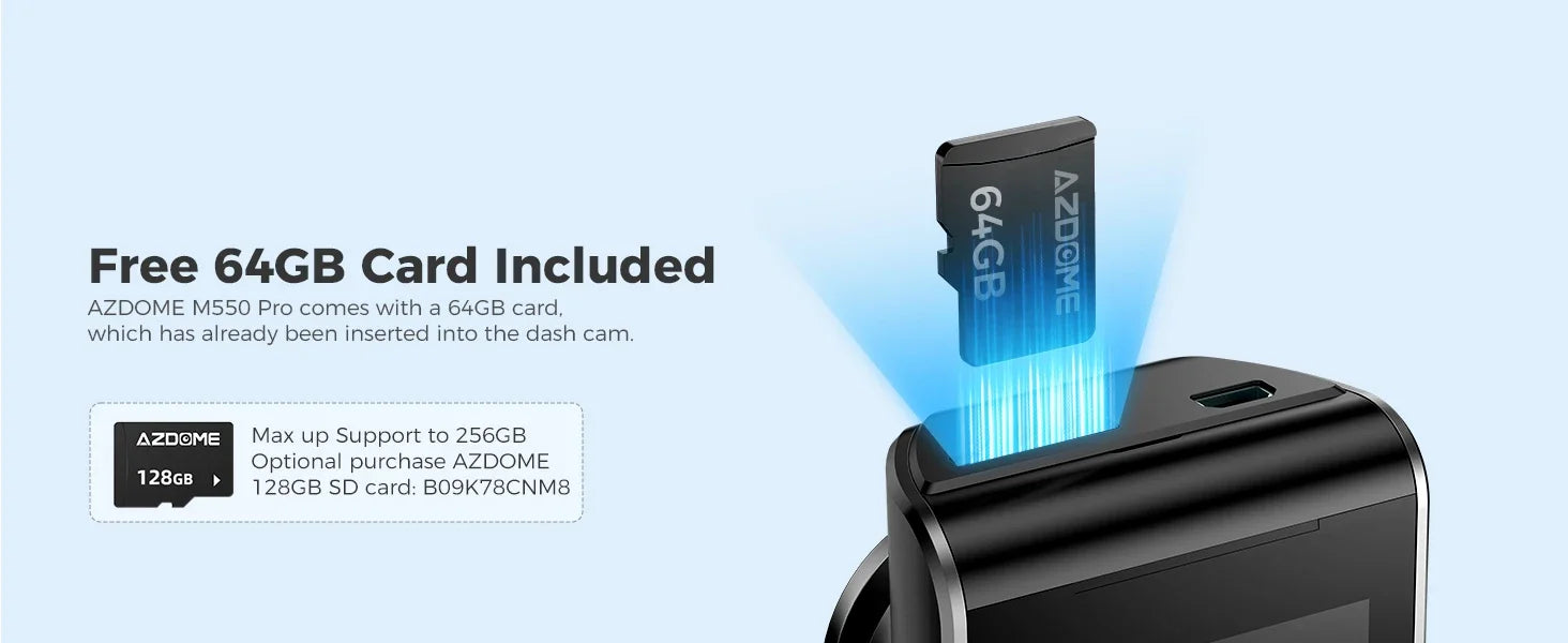 AZDOME M550 PRO HD 3 Lens Adas Wifi GPS Front Rear 4K Dash Cam IPS Screen Car Dash Black Box DVR Video Camera for Audi