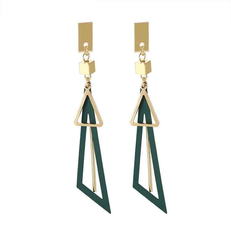 Korean Long Statement Geometric Triangle Tassel Dangle Drop Earrings For Women Earrings Fashion Jewelry Oorbellen Brincos