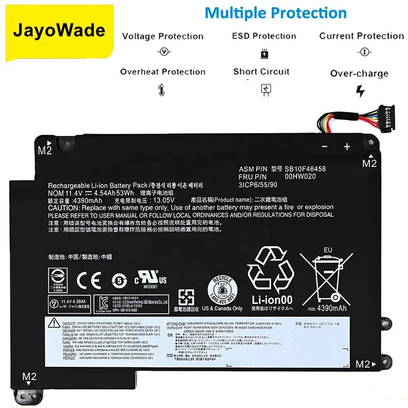00HW020 00HW021 Laptop Battery for LENOVO ThinkPad P40 Yoga14 Yoga 460 SB10F46458 Notebook Battery 00HW020 11.4V 53Wh