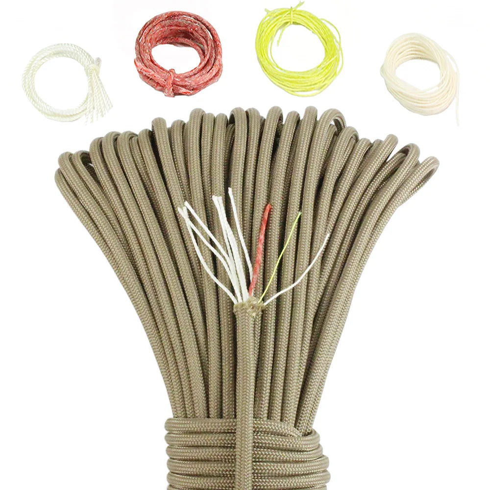 10 Strand Multifunctional Paracord 650 Military 4mm Parachute Camping Survival With Fishing Line Copper Wire
