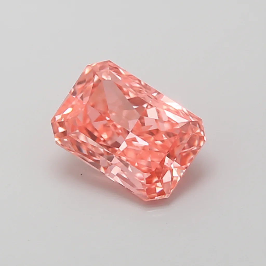JC Diamond Fancy Vivid Pink IGI Certified Excellent Cut Radiant Lab Grown CVD Grown Laser Drilled 1 Carat Diamond for Jewelry