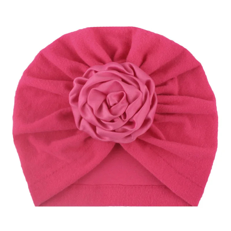 Cute Big Flower Baby Hat Soft Cotton Infant Toddler Girl Bonnet Turban Elastic Kids Newborn Beanie Cap