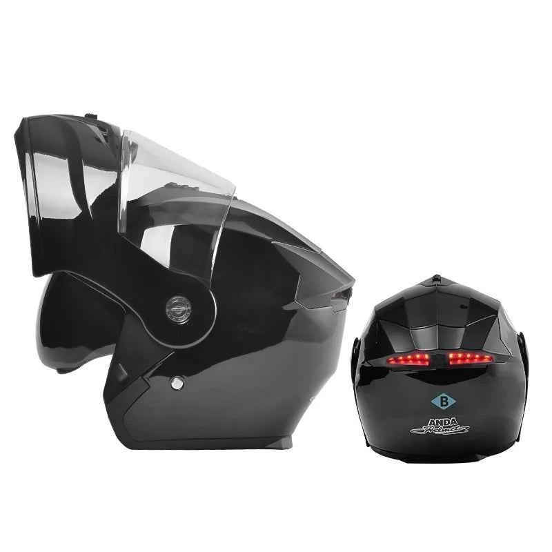 Custom ABS Modular Flip-Up Motorcycle Helmet Dual Visor Full Face Racing AD Helmets with LED Lights Condition New