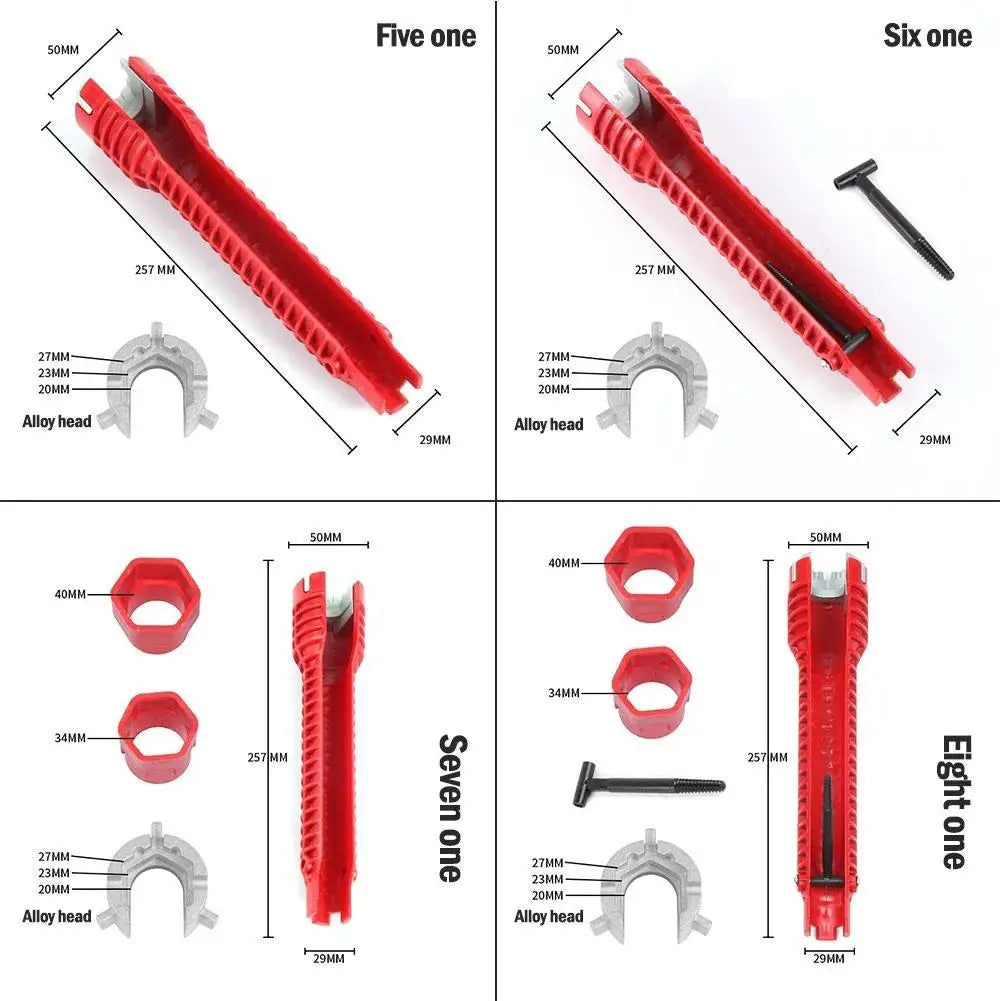 Plumber Tools 8 in 1 Multifunctional English Key Sink Faucet Key Wrench Set Kitchen Anti-slip Repair Pipe Multi Key Hand Tools