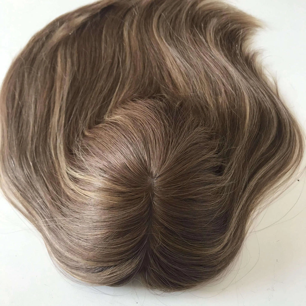 Kosher Certifications Factory Discounted Natrual Color European Raw Human Hair with Silk Jewish Topper Kippa Fall