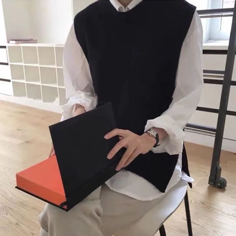Women Oversized Loose Vest Female Knitted Sweater Women Jumper Ladies O-Neck Pullovers Waistcoat Pull Femme Female Outerwear