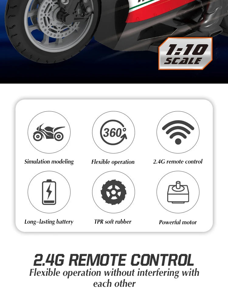RC Motorcycles 1:6 1:10 Electric Motor RC Cars High Speed 4CH Remote Control Racing Motorcycle Drift Car Kids Xmas Festival Gift