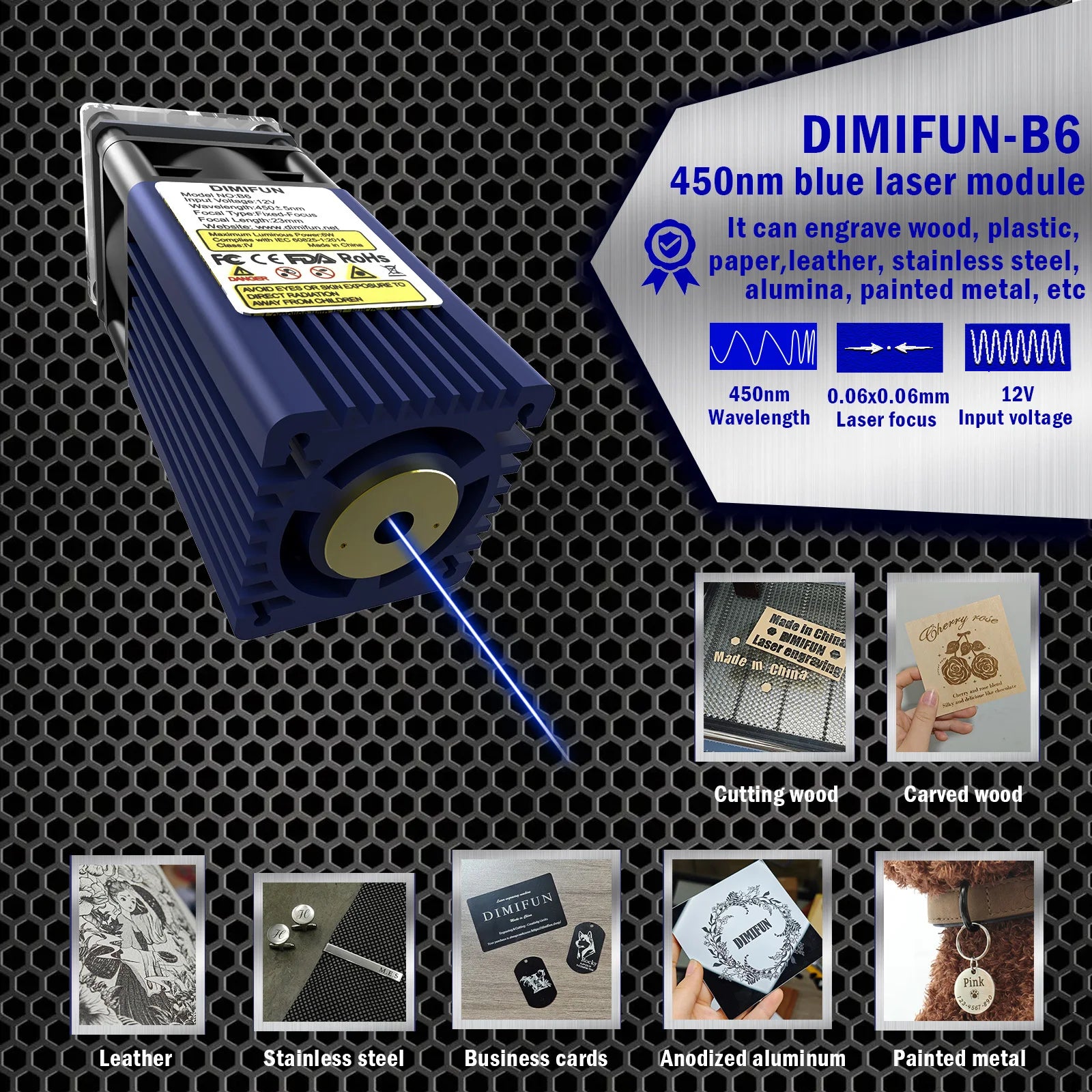 Desktop Laser Engraver for Beginners, with Safety Glasses & Offline Controller, Perfect for Wood/Leather/Paper DIY at Home