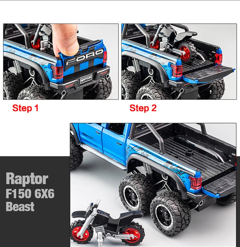 1/28 Ford Raptor F150 Alloy Car Modified Off-Road Vehicle Model Diecast & Toy Vehicles Metal Car Model Collection Kids Toys Gift