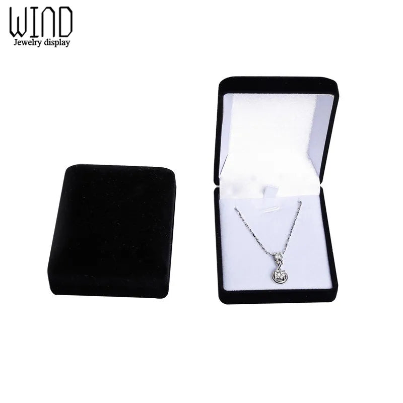 Wholesale Pendant Necklace Chain Storage Package Gift Box Soft Black/Red/Velvet Casket Long Earrings Jewelry Organizer Box