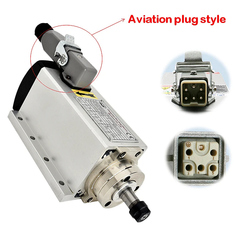 CNC Square Spindle Motor 1.5KW Air Cooled Motor with Plug Version for DIY Cnc Machine Tool