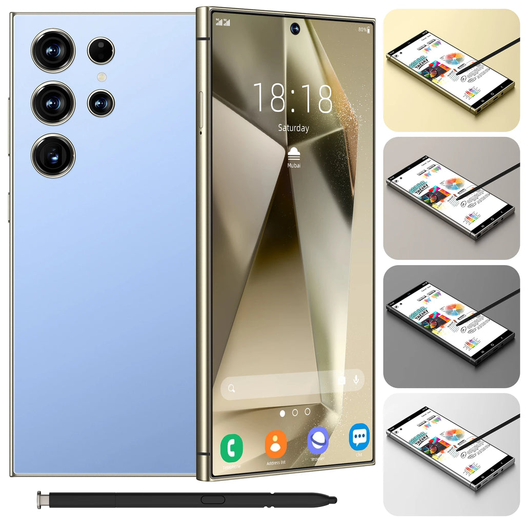 Samsum S24 Ultra Smartphones 8+256GB 5G Dual SIM Original CPU Octa Core HD Screen Resolution LTE Cellular Mobile Phone