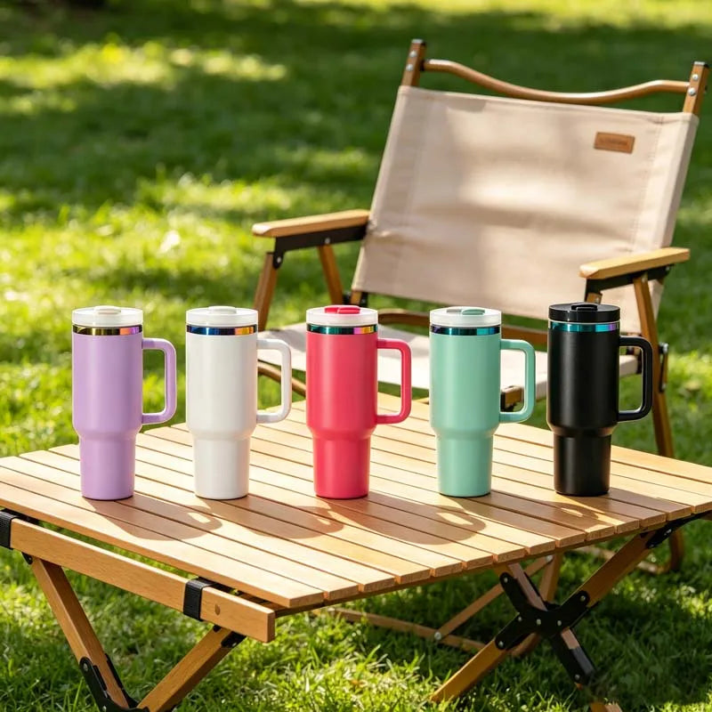 US in Stock Rainbow Plated 40oz insulated Steel Tumbler with Leak-Proof Lid for Secure Carry Anywhere