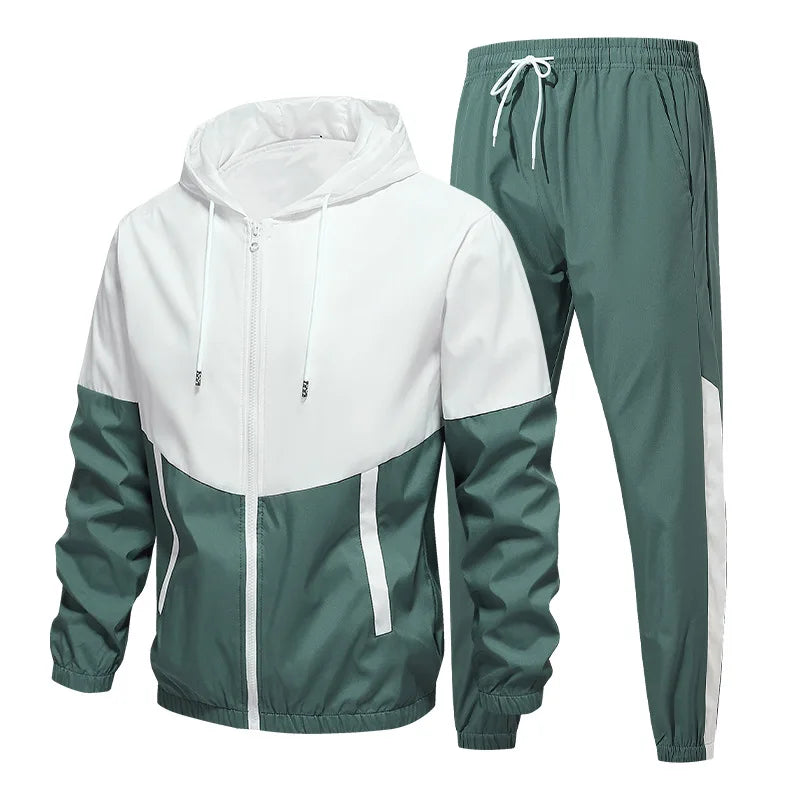 Patchwork Hip Hop Casual Men's Sets Korean Style 2 Piece Sets Clothes Men Streetwear Fitness Male Tracksuit