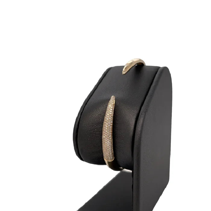 RATAN JEWELS Cut Lab Grown Diamond Bangle 14K Yellow Gold VVS F Color for Certified Fine Jewelry Romantic Gift Bracelet