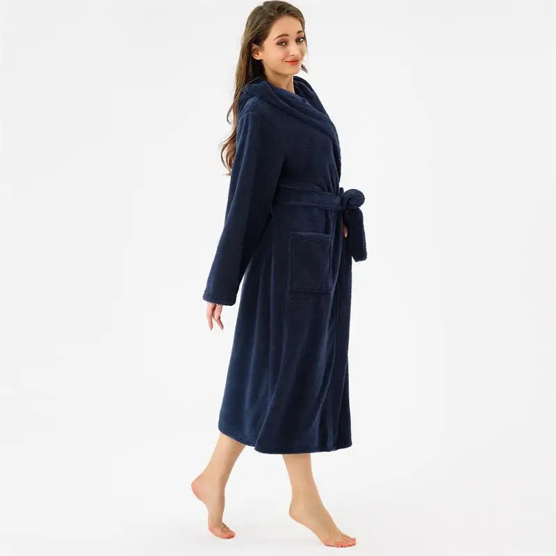 Free Shipping Women s Sleepwear Robe Longue Embroidery Robe Bulk Robes Heavy Thin Fleece Pajamas