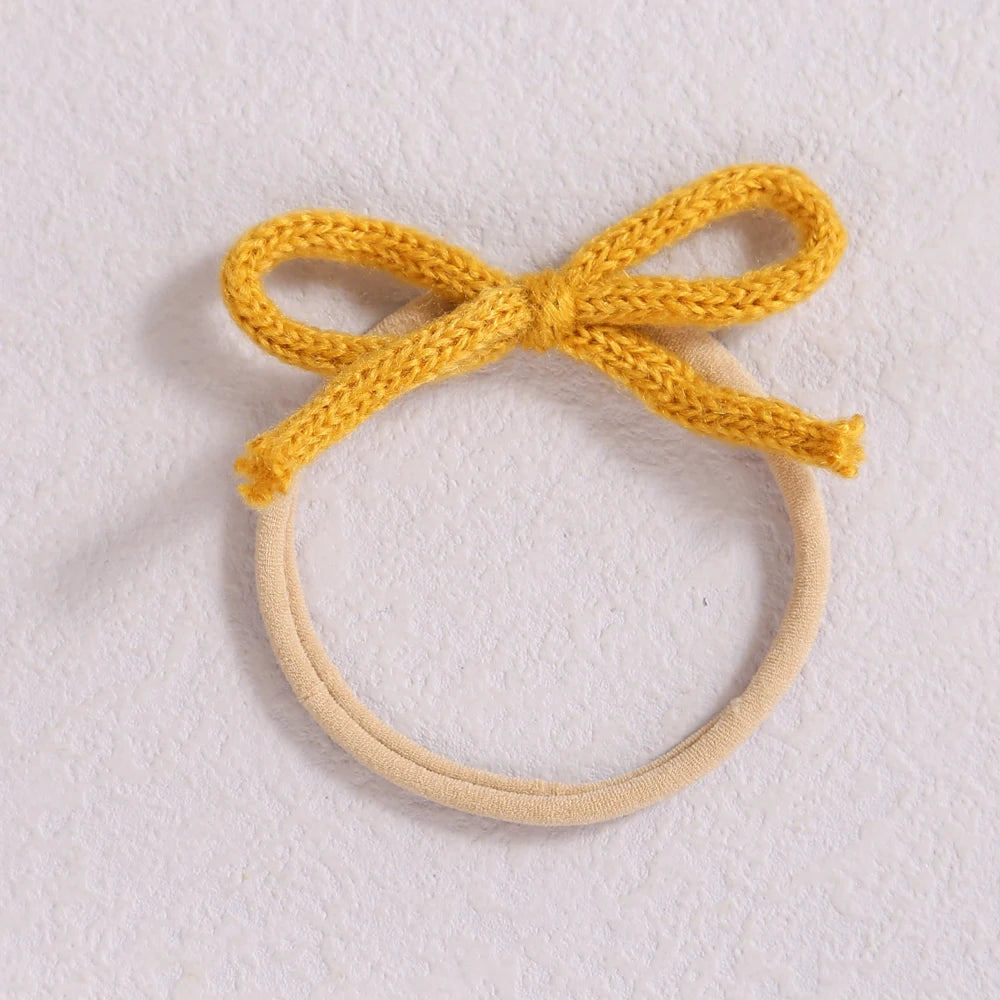 1pcs Wool Bow Elastic Baby Headband for Newborn Girls Hairbands Bowknot Infant Classical Headwear Turban Baby Hair Accessories