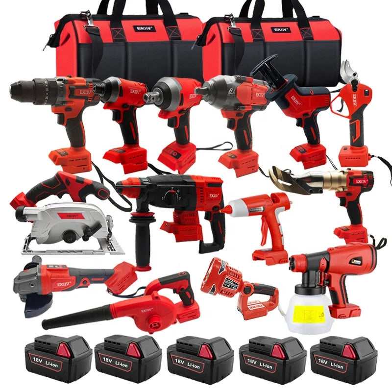EKIIV 21v 18V Tool Kit & Power Tools / Cordless Drill in Stock High Quality Safe Power Toolkit Motor Mini Electric Drill