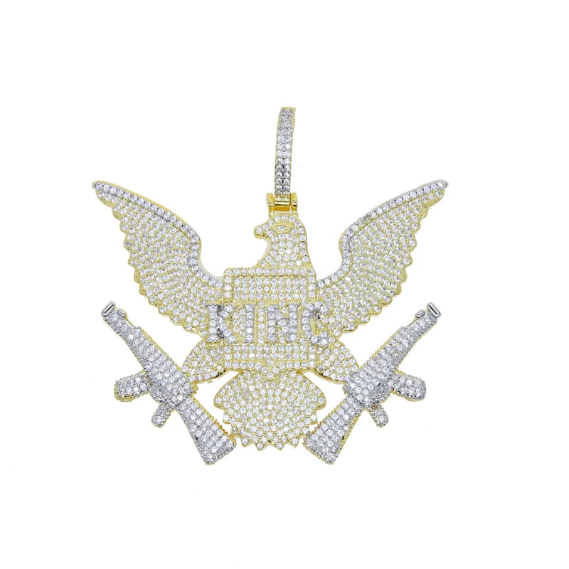 18K Gold Plated Micro Pave Cubic Zirconia CZ Plug Shape Pendant Hip Hop Style Yellow Gold Necklace for Engagement Wedding Party