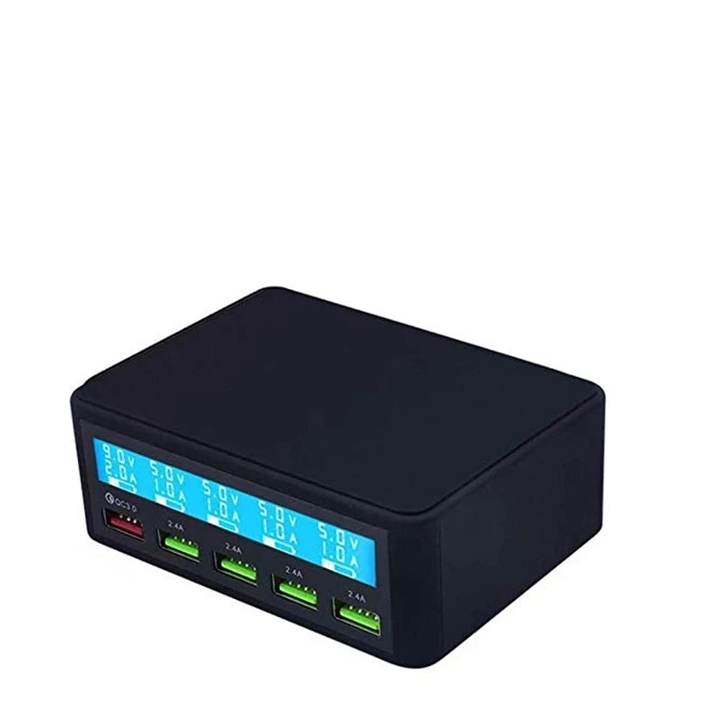 QC 3.0 Quick Charger Portable Multi 5 Port USB LCD Display 50W Fast Carregador For Iphone Xiaomi HuaWei Power Bank