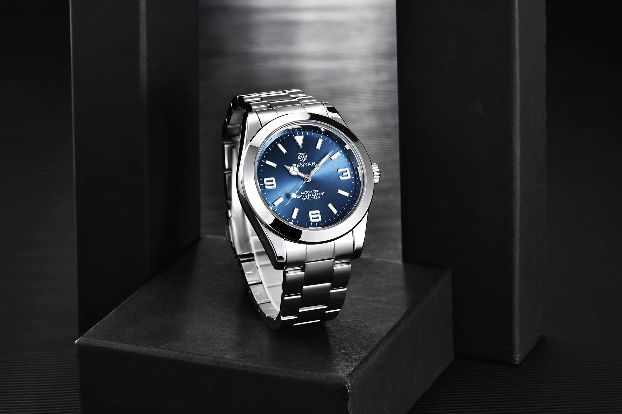 BENYAR Luxury Men Mechanical Wristwatches Stainless Steel Sports Men Automatic Watches 50ATM waterproof Clock