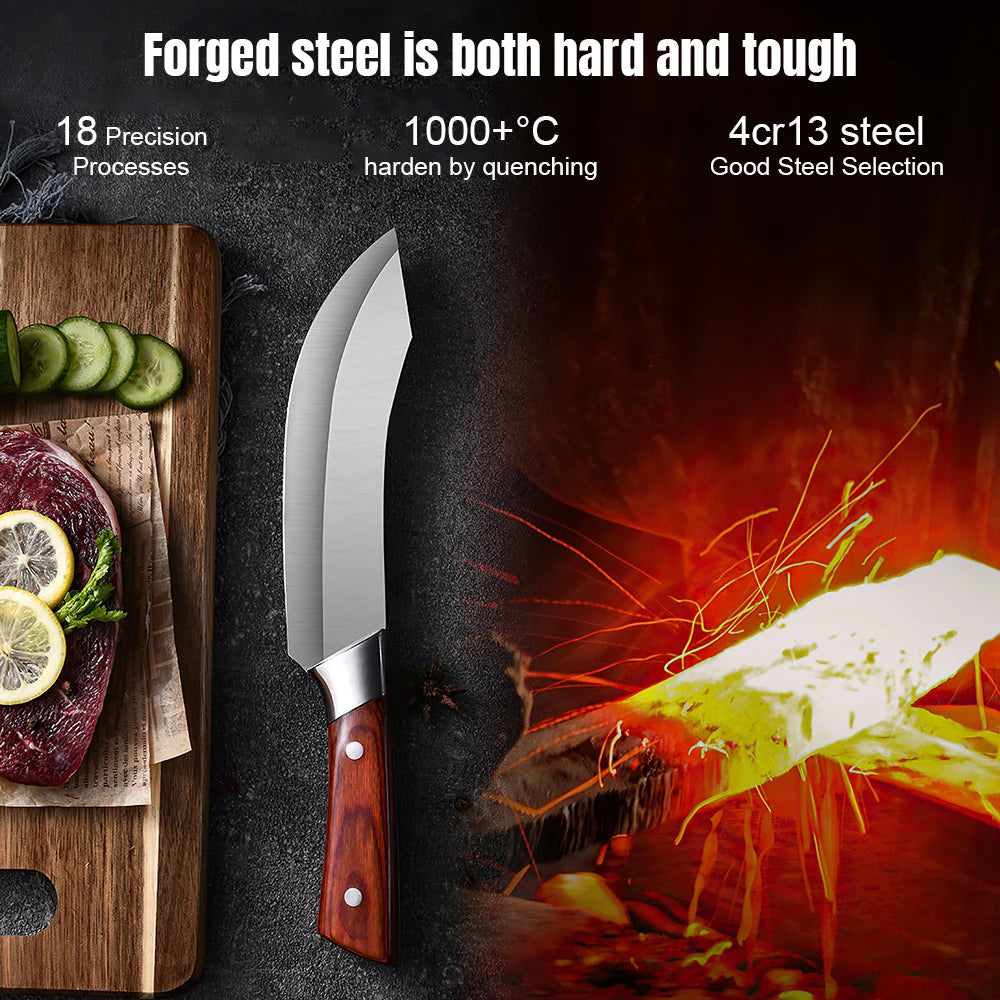 4pcs Hand Forged Butcher Knife Set-Kiritsuke Knives,Meat Cleaver Knife,Boning Knives,Butcher Knives 5Cr15MoV Steel Chef Knife