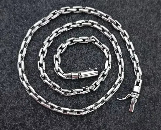BOCAI Trendy Simple 6MM Collarbone Link New 6MM Necklace Chain for Men & Women Sweater Casual Outfits S925 SilverJewelry